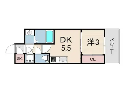 セレニテ神戸ミラク(1DK/9階)の間取り写真