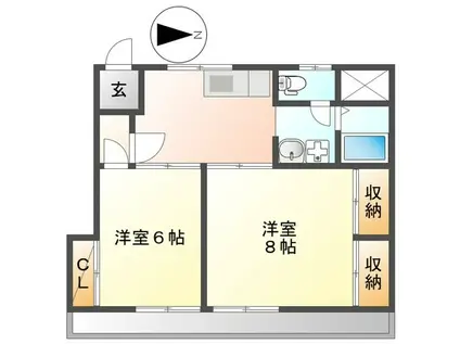 エステート山崎(2K/2階)の間取り写真