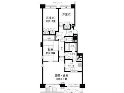 パークシティ本牧G棟(3LDK/5階)の間取り写真