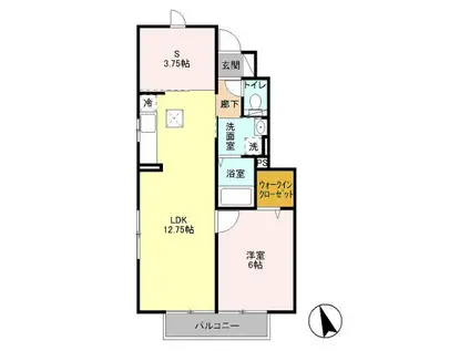 ローズコート・H C棟(2LDK/1階)の間取り写真