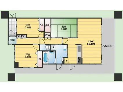 ローレルコート北緑丘(3LDK/4階)の間取り写真