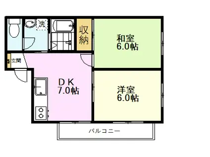 ファンツアール(2DK/2階)の間取り写真