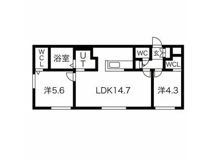 ラ・メゾン宮の沢(2LDK/1階)の間取り写真