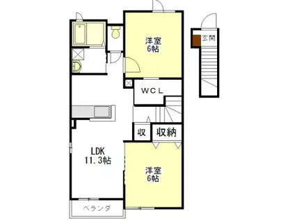 サニースクエア(2LDK/2階)の間取り写真