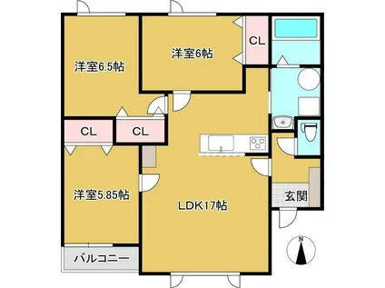 ALPHA III(3LDK/2階)の間取り写真