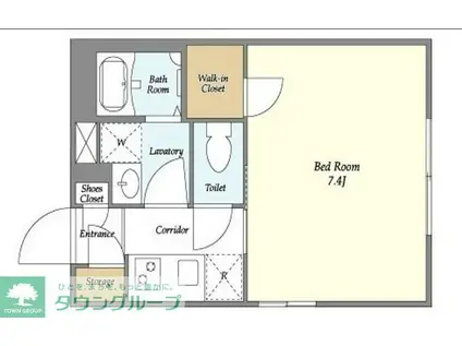 コンポジット元住吉(1K/1階)の間取り写真