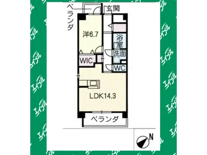 LOROS6(1LDK/5階)の間取り写真