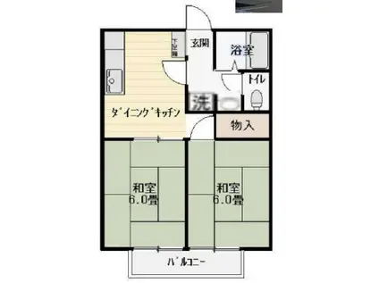 ハイツ八幡山(2DK/2階)の間取り写真