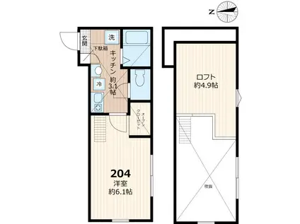 パピヨンIII(1K/2階)の間取り写真