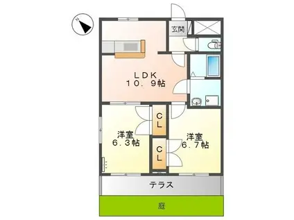 タイム スクエア(2LDK/1階)の間取り写真