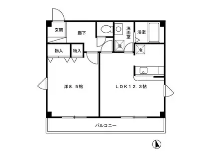 メゾン南台(1LDK/2階)の間取り写真