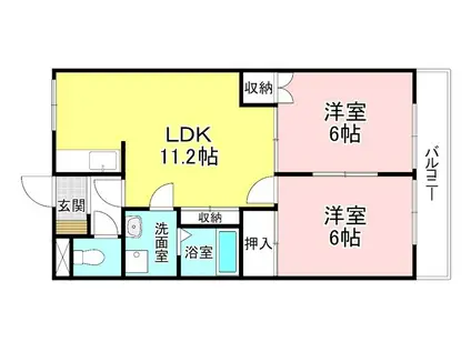フィールドヴィレッジ(2LDK/2階)の間取り写真