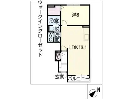 アーバンダンスII-B(1LDK/1階)の間取り写真