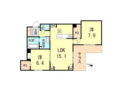 ベル エ ロンプラージュ(2LDK/1階)の間取り写真