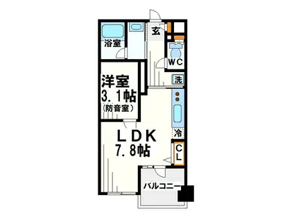 レジディア調布(1K/2階)の間取り写真