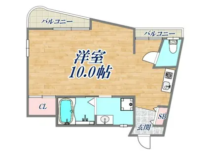 シャンティよねや(ワンルーム/4階)の間取り写真