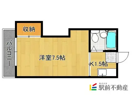 ルベール友丘(1K/2階)の間取り写真