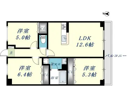 アグリーム(3LDK/6階)の間取り写真