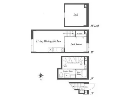 ペアー新大久保(1LDK/1階)の間取り写真