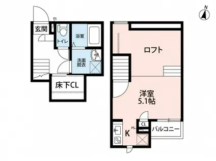 CB春日部ルーチェ(1K/1階)の間取り写真