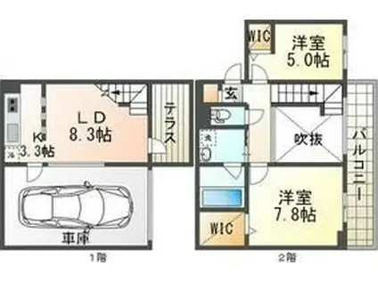ピオネロ山鼻(2LDK/2階)の間取り写真