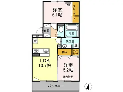 ウエスト ヴィレッジIII(2LDK/3階)の間取り写真