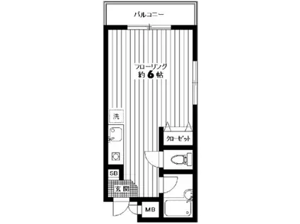 ダイヤモンドフジ(ワンルーム/2階)の間取り写真