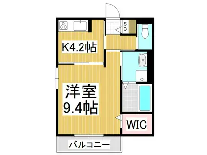 GRANDE・SOTTO(1K/2階)の間取り写真