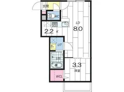 GIULIA196(1LDK/3階)の間取り写真