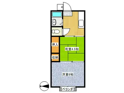 ツカサハイツ(2K/1階)の間取り写真