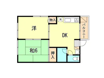 ハイツ夢野(2DK/1階)の間取り写真