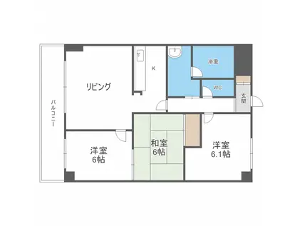 コンフォート月寒(3LDK/3階)の間取り写真