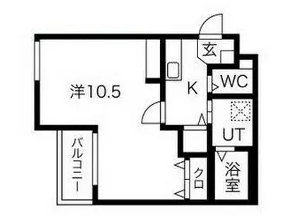 エヌエムサンカンテキャトフB棟(1K/2階)の間取り写真