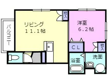 PASSAGEII(1LDK/2階)の間取り写真