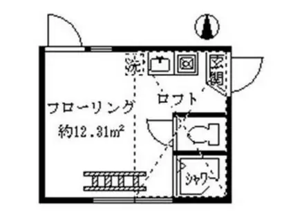 フェリスパルフェ(ワンルーム/2階)の間取り写真