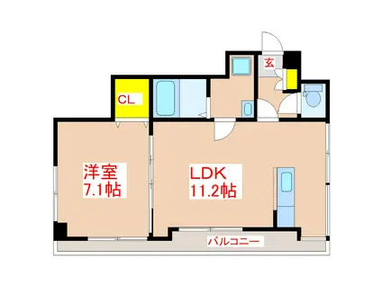 KMビル(1LDK/2階)の間取り写真