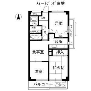スイートプラザ白壁(3DK/3階)の間取り写真