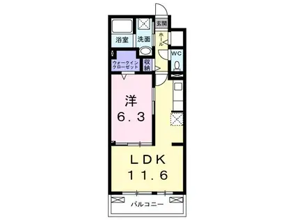 クオーレD(1LDK/2階)の間取り写真