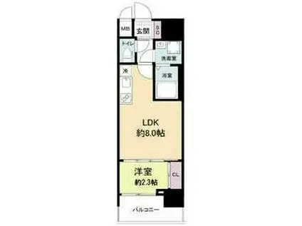 セレニテ日本橋ミラク(1LDK/12階)の間取り写真