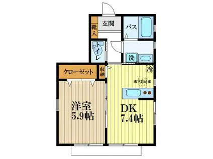 パーシモン国分寺(1DK/1階)の間取り写真