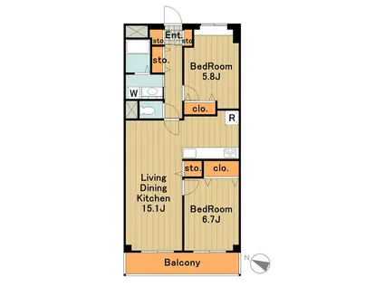 ソレアード(2LDK/1階)の間取り写真