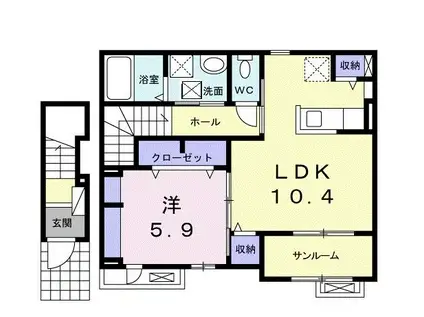 レーベ大和小泉(1LDK/2階)の間取り写真