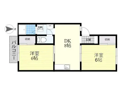 グリーンパーク A棟B棟(2DK/2階)の間取り写真