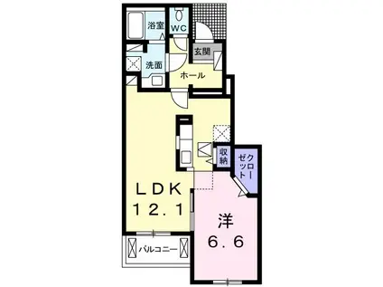 リバーサイドヒルズ(1LDK/1階)の間取り写真