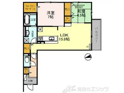 ガーデンパレス箕面A(2LDK/2階)の間取り写真