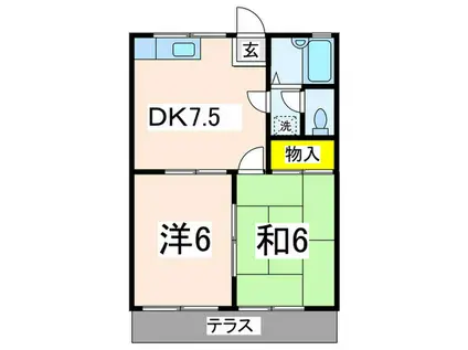 メゾニティー鶴見(2DK/1階)の間取り写真