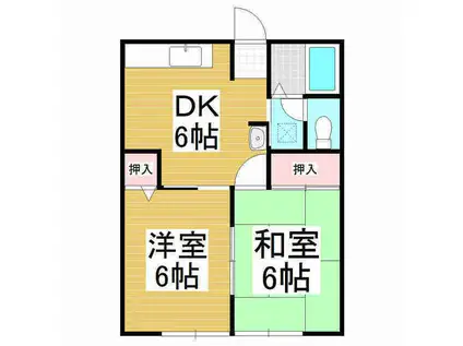 シティハイムひつじ(2DK/2階)の間取り写真