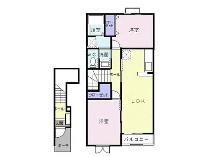 フォルトーナII(2LDK/2階)の間取り写真