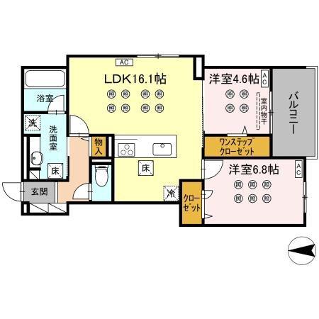 CREST COURT(2LDK/1階)の間取り写真