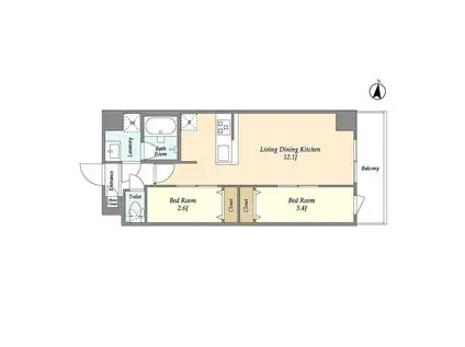 アルファコート梅島(2LDK/2階)の間取り写真